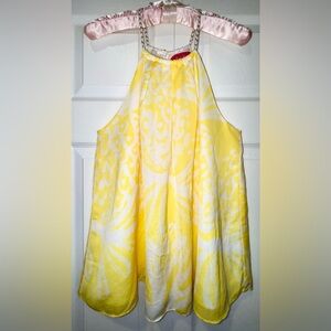 LILLY PULITZER Target Yellow white Pineapple Punch rope w gold trim tank sz Med